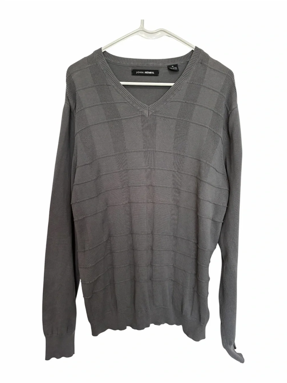 John Henry Men's V-Neck Knit Sweater in Gray